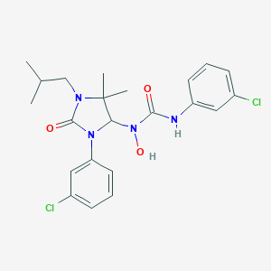 3-(3-Chlorophenyl)-1-[3-(3-chlorophenyl)-5,5-dimethyl-1-(2-methylpropyl)-2-oxoimidazolidin-4-yl]-1-hydroxyurea