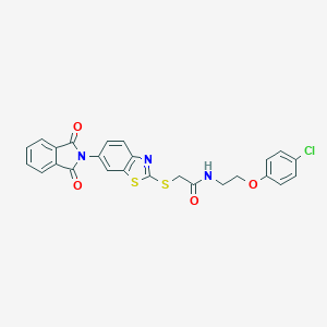 molecular formula C25H18ClN3O4S2 B188004 N-[2-(4-chlorophenoxy)ethyl]-2-{[6-(1,3-dioxo-1,3-dihydro-2H-isoindol-2-yl)-1,3-benzothiazol-2-yl]sulfanyl}acetamide CAS No. 5983-11-9