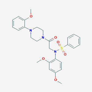 molecular formula C27H31N3O6S B188007 N-(2,4-dimethoxyphenyl)-N-[2-[4-(2-methoxyphenyl)piperazin-1-yl]-2-oxoethyl]benzenesulfonamide CAS No. 6069-94-9