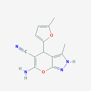 molecular formula C13H12N4O2 B188013 6-Amino-3-methyl-4-(5-methylfuran-2-yl)-2,4-dihydropyrano[2,3-c]pyrazole-5-carbonitrile CAS No. 5978-67-6