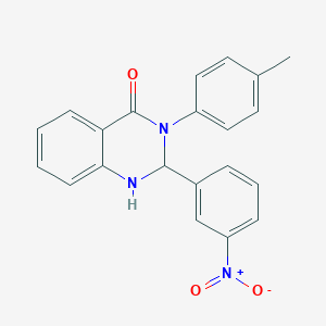 molecular formula C21H17N3O3 B188015 2-(3-Nitro-phenyl)-3-p-tolyl-2,3-dihydro-1H-quinazolin-4-one CAS No. 5564-51-2