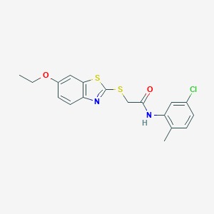 molecular formula C18H17ClN2O2S2 B188030 N-(5-chloro-2-methylphenyl)-2-[(6-ethoxy-1,3-benzothiazol-2-yl)sulfanyl]acetamide CAS No. 6054-77-9