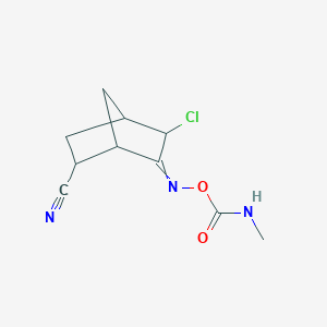 molecular formula C10H12ClN3O2 B188043 Bicyclo(2.2.1)heptane-2-carbonitrile, 5-chloro-6-((((methylamino)carbonyl)oxy)imino)-, (1S-(1alpha,2beta,4alpha,5alpha,6E))- CAS No. 15271-41-7