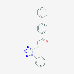 molecular formula C21H16N4OS B188057 1-([1,1'-biphenyl]-4-yl)-2-((1-phenyl-1H-tetrazol-5-yl)thio)ethanone CAS No. 5930-17-6