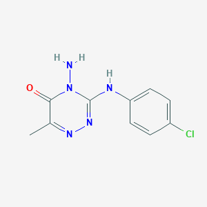 molecular formula C10H10ClN5O B188111 4-Amino-3-(4-chloroanilino)-6-methyl-4,5-dihydro-1,2,4-triazin-5-one CAS No. 22285-10-5