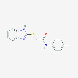 molecular formula C16H15N3OS B188126 Acetamide, 2-(1H-benzimidazol-2-ylthio)-N-(4-methylphenyl)- CAS No. 30065-35-1