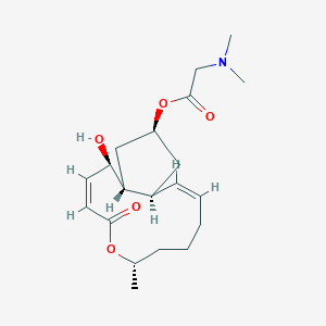 molecular formula C20H31NO5 B188198 甘氨酸，N,N-二甲基-，(1R,2E,6S,10E,11aS,13S,14aR)-4,6,7,8,9,11a,12,13,14,14a-十氢-1-羟基-6-甲基-4-氧代-1H-环戊(f)氧杂环十三烯-13-基酯 CAS No. 174305-65-8