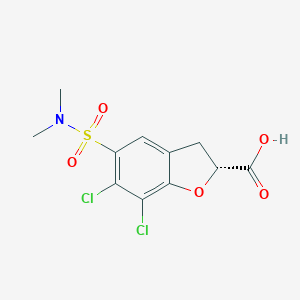 molecular formula C11H11Cl2NO5S B018821 (2R)-6,7-dichloro-5-(dimethylsulfamoyl)-2,3-dihydro-1-benzofuran-2-carboxylic acid CAS No. 108940-98-3