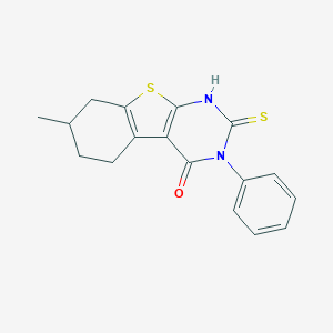 molecular formula C17H16N2OS2 B188288 7-methyl-3-phenyl-2-sulfanyl-5,6,7,8-tetrahydro[1]benzothieno[2,3-d]pyrimidin-4(3H)-one CAS No. 299919-85-0