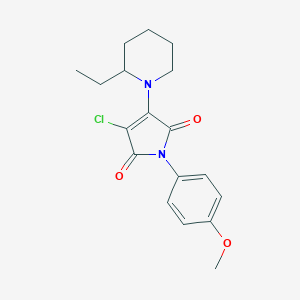molecular formula C18H21ClN2O3 B188292 3-chloro-4-(2-ethylpiperidin-1-yl)-1-(4-methoxyphenyl)-1H-pyrrole-2,5-dione CAS No. 6148-13-6