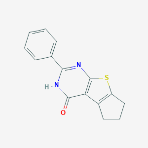 molecular formula C15H12N2OS B188347 4H-Cyclopenta(4,5)thieno(2,3-d)pyrimidin-4-one, 1,5,6,7-tetrahydro-2-phenyl- CAS No. 18678-30-3