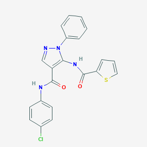 molecular formula C21H15ClN4O2S B188353 N-(4-chlorophenyl)-1-phenyl-5-(thiophene-2-carbonylamino)pyrazole-4-carboxamide CAS No. 5578-55-2