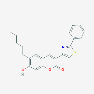 molecular formula C24H23NO3S B188427 6-Hexyl-7-hydroxy-3-(2-phenyl-thiazol-4-yl)-chromen-2-one CAS No. 209974-85-6