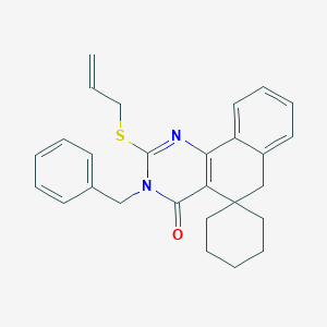 molecular formula C27H28N2OS B188437 Spiro(benzo(h)quinazoline-5(3H),1'-cyclohexan)-4(6H)-one, 3-(phenylmethyl)-2-(2-propenylthio)- CAS No. 172984-45-1