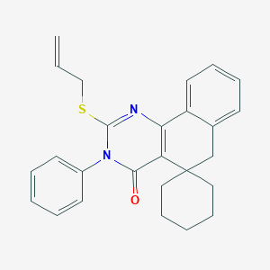 molecular formula C26H26N2OS B188440 Spiro(benzo(h)quinazoline-5(3H),1'-cyclohexan)-4(6H)-one, 3-phenyl-2-(2-propenylthio)- CAS No. 172984-41-7