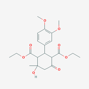 molecular formula C21H28O8 B188504 Diethyl 2-(3,4-dimethoxyphenyl)-4-hydroxy-4-methyl-6-oxocyclohexane-1,3-dicarboxylate CAS No. 64670-39-9