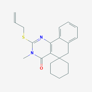 B188507 Spiro(benzo(h)quinazoline-5(3H),1'-cyclohexan)-4(6H)-one, 3-methyl-2-(2-propenylthio)- CAS No. 172984-37-1