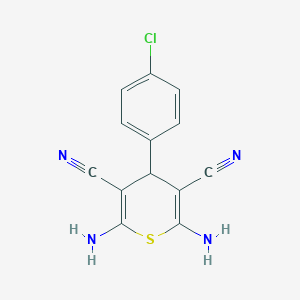 molecular formula C13H9ClN4S B188519 2,6-diamino-4-(4-chlorophenyl)-4H-thiopyran-3,5-dicarbonitrile CAS No. 102423-75-6