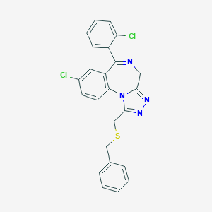 molecular formula C24H18Cl2N4S B188617 4H-(1,2,4)Triazolo(4,3-a)(1,4)benzodiazepine, 8-chloro-6-(2-chlorophenyl)-1-(((phenylmethyl)thio)methyl)- CAS No. 72913-11-2