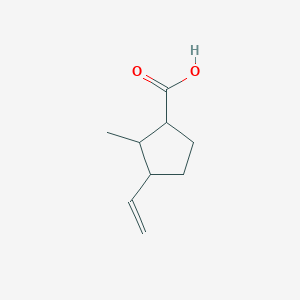 molecular formula C9H14O2 B018863 Cyclopentanecarboxylic acid, 3-ethenyl-2-methyl- CAS No. 108451-44-1