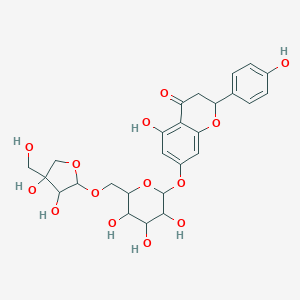 molecular formula C26H30O14 B188647 7-[6-[[3,4-Dihydroxy-4-(hydroxymethyl)oxolan-2-yl]oxymethyl]-3,4,5-trihydroxyoxan-2-yl]oxy-5-hydroxy-2-(4-hydroxyphenyl)-2,3-dihydrochromen-4-one CAS No. 116271-35-3