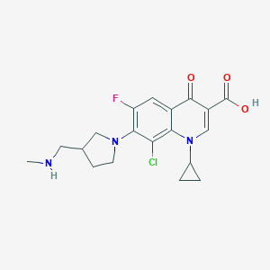 molecular formula C19H21ClFN3O3 B188720 8-Chloro-1-cyclopropyl-6-fluoro-7-[3-(methylaminomethyl)pyrrolidin-1-yl]-4-oxoquinoline-3-carboxylic acid CAS No. 104455-87-0