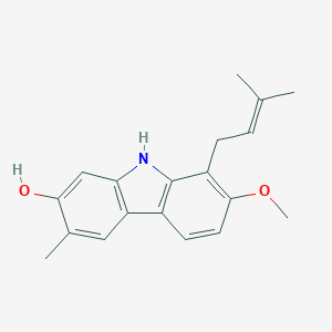 molecular formula C19H21NO2 B018881 7-methoxy-3-methyl-8-(3-methylbut-2-enyl)-9H-carbazol-2-ol CAS No. 107903-15-1