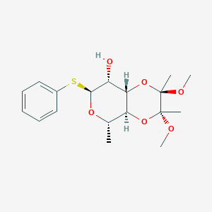 molecular formula C18H26O6S B018896 (2R,3R,4aS,5S,7S,8R,8aS)-2,3-dimethoxy-2,3,5-trimethyl-7-phenylsulfanyl-5,7,8,8a-tetrahydro-4aH-pyrano[3,4-b][1,4]dioxin-8-ol CAS No. 202824-32-6