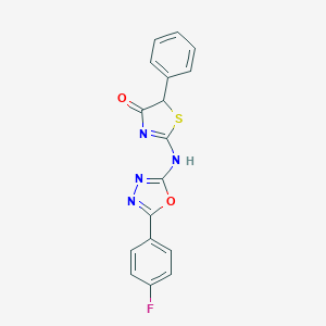 molecular formula C17H11FN4O2S B189055 2-((5-(4-Fluorophenyl)-1,3,4-oxadiazol-2-yl)amino)-5-phenyl-4(5H)-thiazolone CAS No. 199339-13-4