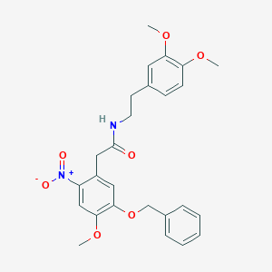 molecular formula C26H28N2O7 B189177 N-[2-(3,4-dimethoxyphenyl)ethyl]-2-(4-methoxy-2-nitro-5-phenylmethoxyphenyl)acetamide CAS No. 78792-75-3