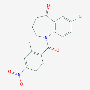 molecular formula C18H15ClN2O4 B189208 7-Chloro-1-(2-methyl-4-nitrobenzoyl)-3,4-dihydro-1H-benzo[b]azepin-5(2H)-one CAS No. 137982-91-3