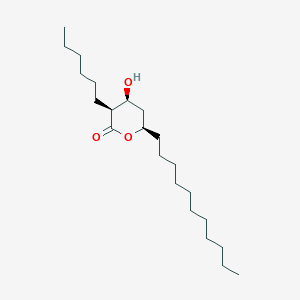 molecular formula C22H42O3 B189652 (3S,4S,6R)-3-Hexyl-4-hydroxy-6-undecyltetrahydro-2H-pyran-2-one CAS No. 104801-96-9