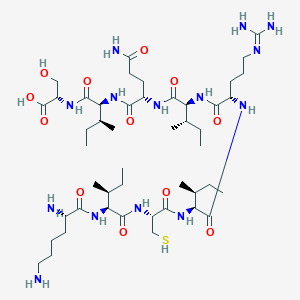 molecular formula C47H88N14O12S B189811 (2S)-2-[[(2S,3S)-2-[[(2S)-5-Amino-2-[[(2S,3S)-2-[[(2S)-2-[[(2S,3S)-2-[[(2R)-2-[[(2S,3S)-2-[[(2S)-2,6-diaminohexanoyl]amino]-3-methylpentanoyl]amino]-3-sulfanylpropanoyl]amino]-3-methylpentanoyl]amino]-5-(diaminomethylideneamino)pentanoyl]amino]-3-methylpentanoyl]amino]-5-oxopentanoyl]amino]-3-methylpentanoyl]amino]-3-hydroxypropanoic acid CAS No. 141801-03-8