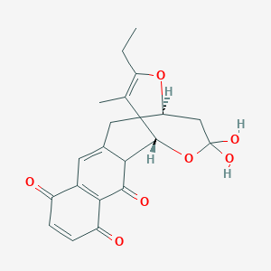 molecular formula C20H20O7 B018987 (1R,13R,15Z)-15-Ethyl-18,18-dihydroxy-16-methyl-14,17-dioxatetracyclo[11.3.3.02,11.04,9]nonadeca-4(9),6,10,15-tetraene-3,5,8-trione CAS No. 109521-81-5