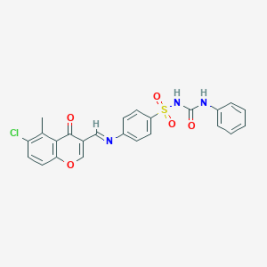 B190236 1-[4-[(6-Chloro-5-methyl-4-oxochromen-3-yl)methylideneamino]phenyl]sulfonyl-3-phenylurea CAS No. 198649-73-9