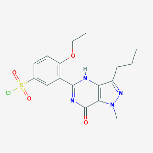 molecular formula C17H19ClN4O4S B019030 5-(5-Chlorosulfonyl-2-ethoxyphenyl)-1-methyl-3-propyl-1,6-dihydro-7H-pyrazolo[4,3-d]pyrimidin-7-one CAS No. 139756-22-2