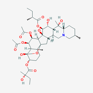[(2S,6S,9S,10S,11R,12R,13S,14S,15S,16S,17R,18R,19S,22S,23R,25R)-16,17-Diacetyloxy-10,12,14,23-tetrahydroxy-6,10,19-trimethyl-13-[(2R)-2-methylbutanoyl]oxy-24-oxa-4-azaheptacyclo[12.12.0.02,11.04,9.015,25.018,23.019,25]hexacosan-22-yl] 2-hydroxy-2-methylbutanoate