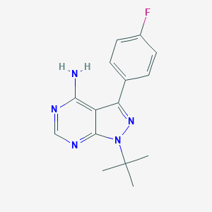molecular formula C15H16FN5 B019046 1-(tert-butyl)-3-(4-fluorophenyl)-1H-pyrazolo[3,4-d]pyrimidin-4-amine CAS No. 338391-69-8