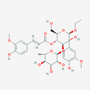 molecular formula C31H40O15 B190810 [(2R,3R,4S,5R,6R)-6-ethoxy-5-hydroxy-5-(4-hydroxy-3-methoxyphenyl)-2-(hydroxymethyl)-4-[(2S,3R,4R,5R,6S)-3,4,5-trihydroxy-6-methyloxan-2-yl]oxyoxan-3-yl] (E)-3-(4-hydroxy-3-methoxyphenyl)prop-2-enoate CAS No. 94492-21-4