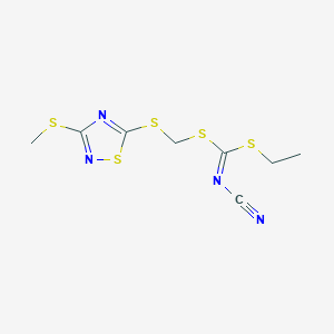 [Ethylsulfanyl-[(3-methylsulfanyl-1,2,4-thiadiazol-5-yl)sulfanylmethylsulfanyl]methylidene]cyanamide