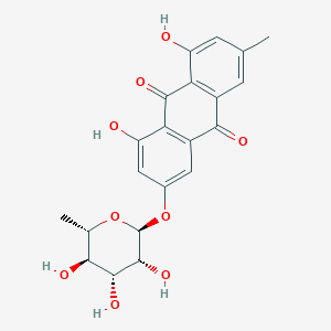 molecular formula C21H20O9 B191250 1,8-Dihydroxy-3-methyl-6-[(3,4,5-trihydroxy-6-methyl-2-oxanyl)oxy]anthracene-9,10-dione CAS No. 521-62-0