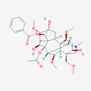 molecular formula C33H45NO11 B191843 [(2R,3R,5R,6S,7S,8R,13R,14R,16S,17S,18R)-8-acetyloxy-5,7,14-trihydroxy-6,16,18-trimethoxy-13-(methoxymethyl)-11-methyl-11-azahexacyclo[7.7.2.12,5.01,10.03,8.013,17]nonadecan-4-yl] benzoate CAS No. 2752-64-9