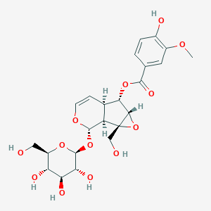 [2-(Hydroxymethyl)-10-[3,4,5-trihydroxy-6-(hydroxymethyl)oxan-2-yl]oxy-3,9-dioxatricyclo[4.4.0.02,4]dec-7-en-5-yl] 4-hydroxy-3-methoxybenzoate