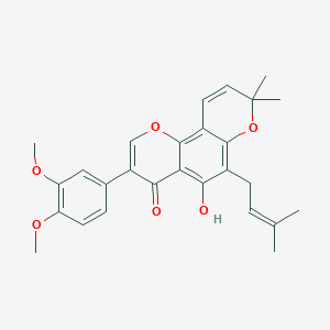 molecular formula C27H28O6 B192146 3-(3,4-Dimethoxyphenyl)-5-hydroxy-8,8-dimethyl-6-(3-methylbut-2-en-1-yl)-4H,8H-pyrano(2,3-f)chromen-4-one CAS No. 5456-71-3