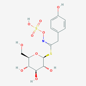 molecular formula C16H24NO5·C14H18NO10S2 B192387 [(2S,3R,4S,5S,6R)-3,4,5-trihydroxy-6-(hydroxymethyl)oxan-2-yl] 2-(4-hydroxyphenyl)-N-sulfooxyethanimidothioate CAS No. 20196-67-2