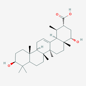 molecular formula C30H48O4 B192613 (1R,2R,4S,4aR,6aR,6aS,6bR,10S,12aR,14bR)-4,10-dihydroxy-1,4a,6a,6b,9,9,12a-heptamethyl-2,3,4,5,6,6a,7,8,8a,10,11,12,13,14b-tetradecahydro-1H-picene-2-carboxylic acid CAS No. 123914-32-9