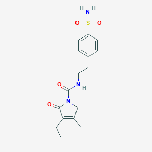 molecular formula C16H21N3O4S B192893 4-[2-[(3-Ethyl-4-methyl-2-oxo-3-pyrrolin-1-yl)carboxamido]ethyl]benzenesulfonamide CAS No. 119018-29-0