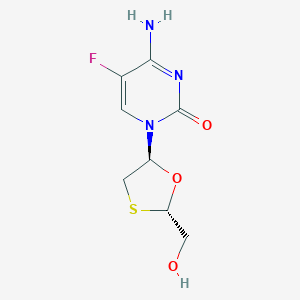 molecular formula C8H10FN3O3S B192944 2(1H)-Pyrimidinone, 4-amino-5-fluoro-1-(2-(hydroxymethyl)-1,3-oxathiolan-5-yl)-, (2S-trans)- CAS No. 145416-34-8