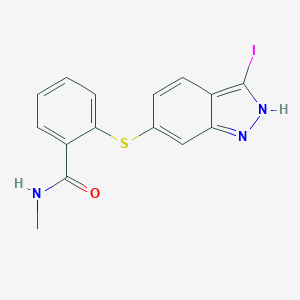 molecular formula C15H12IN3OS B193220 2-((3-Iodo-1H-indazol-6-yl)thio)-N-methylbenzamide CAS No. 885126-34-1