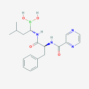 molecular formula C19H25BN4O4 B193255 ((S)-3-Methyl-1-((S)-3-phenyl-2-(pyrazine-2-carboxamido)propanamido)butyl)boronic acid CAS No. 1132709-14-8